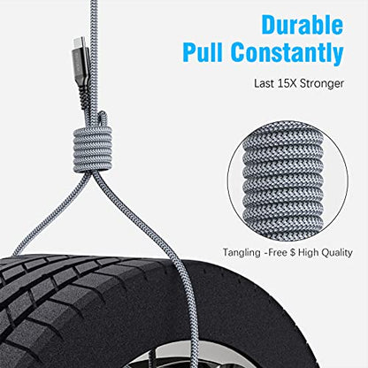 2Pack for Samsung USB C Cable 10FT,3A Fast Charging Nylon Braided Wire