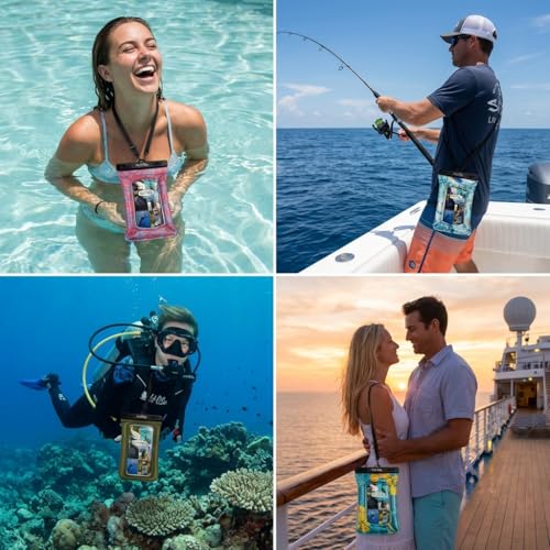 Salt Life Floating Waterproof Phone Case– IPX8 100% Waterproof Phone Case that Floats in Water, Universal Phone Dry Bag with Touchscreen Clear Window, Secure Seal Closure & Lanyard (Bali Bliss) - color: Bali Bliss