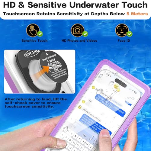 Waterproof Phone Case, Underwater Phone Cases for Snorkeling, IPX8 Diving Case, 360 Full Body Protection for iPhone 16 Pro Max/15/14/Galaxy S24, Up to 6.9 Inch, Beach Cruise Essentials (Purple) - color: Purple