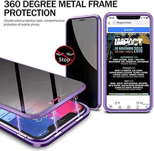 Magnetic Titanium for iPhone 14 Plus Privacy Screen Case Full Body Cover - color: Purple Titanium, size: iPhone 14 Plus