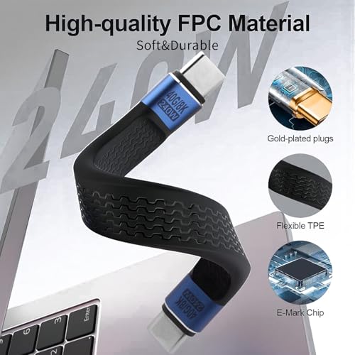 240W Short USB C Cable Keychain, 40Gbps 8K Fast Charge,Black - color: Black, size: Keychain male to male