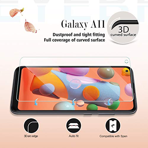 Galaxy A11 HD Clear Tempered Glass Screen Protector + Camera Lens Protectors, [2+2 Pack] [3D Glass] [Anti-Glare] [Bubble-Free] Screen Protector Glass For Samsung Galaxy A11 - size: Galaxy A11