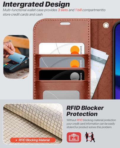 OCASE for iPhone 17e Case/iPhone 16e Detachable Wallet Case with Card Holder, 2 in 1 Pu Leather Flip Folio with RFID Blocking Stand Wrist Strap Shockproof Phone Cover 6.1 Inch 2025, Brown - color: Brown, size: iPhone 16e/ iPhone 17e