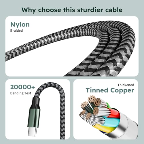 3 in 1 USB C to Multi Charging Cable, 4FT Travel Charger Cables - color: Grey Black&Green, size: 4FT