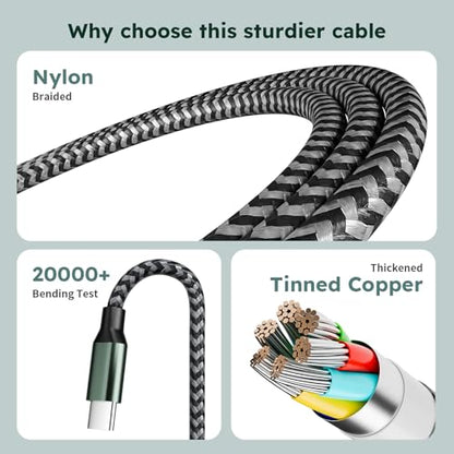 3 in 1 USB C to Multi Charging Cable, 4FT Travel Charger Cables - color: Grey Black&Green, size: 4FT