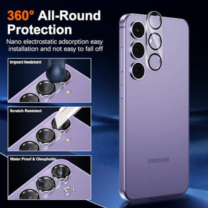 UniqueMe 2+2 Pack for Samsung Galaxy S24 Screen Protector | Hardness of Diamonds, Tempered Glass, Camera Lens Protector, Upgraded Anti-Explosion, Fingerprint Unlock, Screen Cover