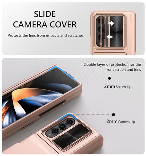GBEE for Galaxy Z Fold 4 Case with Kickstand & Hinge Protection, Rose Gold - color: Gold