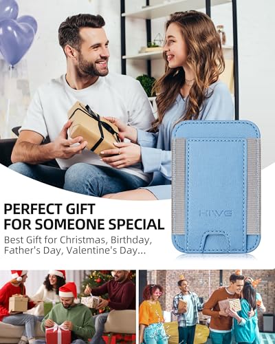 HiWe for MagSafe Wallet, 7 Cards Holder for Phone Case, RFID Blocking - color: Sky Blue Wallet - Grey Band