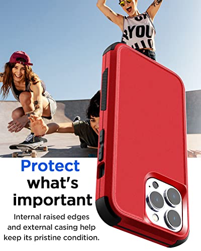 AICase for iPhone 14 Pro Max Case(6.7")Case,Heavy Duty 3-Layer Rugged Pocket-Friendly Phone Cover,Durable Military Grade Protection Shockproof/Drop Proof/Dust-Proof Protective for iPhone 14 Pro Max - color: Red