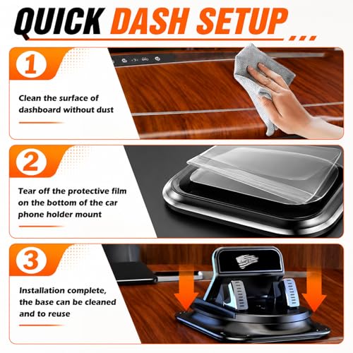 Car Dashboard Phone Holder with Land of Free,360° Rotatable Car Phone Holder Mount with Strong Self‑Adhesive,Universal Anti‑Slip Cell Phones Cars Mount for Horizontal & Vertical Place - color: Flag