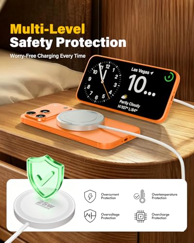 Magnetic Wireless iPhone Charger Fast Phone Charger with Kickstand, 6.6FT 25W Fast Phone Charging Pad Wireless Magnetic Charge for iPhone 17/17Air/16 Pro Max/16 Plus/15 Pro Max White - color: White, size: 6ft-1PK