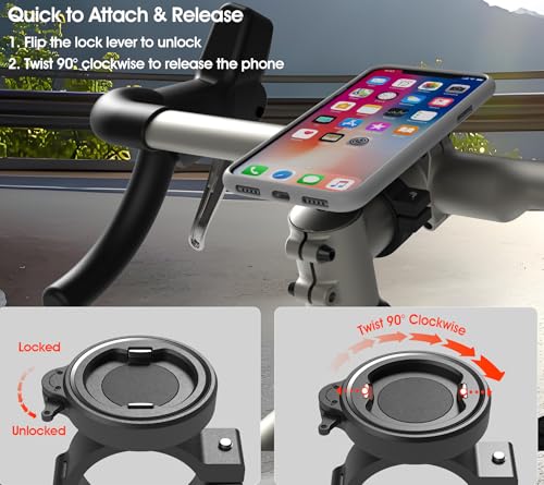 Bike Phone Mount, Universal Handlebar Holder for MTB Gravel Road E-Scooter - style: Dual-Clip Stem/Handlebar Mount