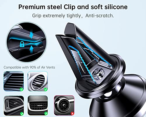 【2-PACK】Car vent Magnetic Phone Mount[ Easily Install ] Reusable Magnetic phone holder for car vent air[ Strong Magnet ] [ 360° Rotation ] Fit for iPhone 17 Pro Max 16 15 Samsung & All cell phone