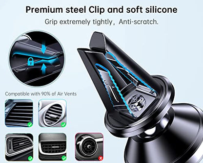 【2-PACK】Car vent Magnetic Phone Mount[ Easily Install ] Reusable Magnetic phone holder for car vent air[ Strong Magnet ] [ 360° Rotation ] Fit for iPhone 17 Pro Max 16 15 Samsung & All cell phone
