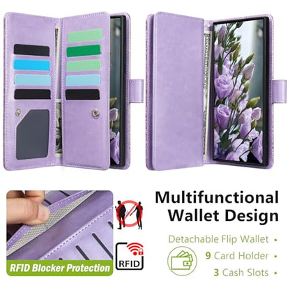 Varikke for Galaxy S25 Ultra Wallet Case Magnetic Detachable, Light Purple - color: Light Purple, size: Galaxy S25 Ultra 6.9"