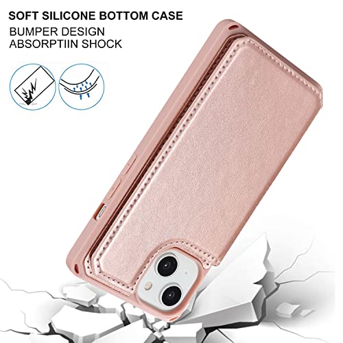 Cavor for iPhone 14 Wallet Case with Card Holder for Women, Rose Gold - color: C-Rose gold