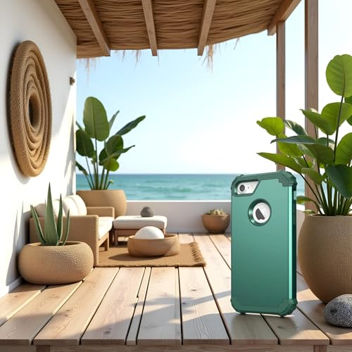 IDweel for iPhone 8 Case,for iPhone 7 Case with Screen Protector,3 in 1 Shockproof Hybrid Heavy Duty Hard PC Cover Soft Silicone Sturdy Bumper Full Body Sturdy Case,Graphite Green/Dark Green - color: Graphite Green/Dark Green