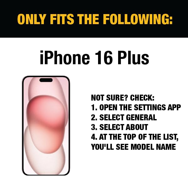 DEWALT Glass Screen Protector for iPhone — Apple Compatible — Easy Install — Applicator Included — 2-Pack (iPhone 16 Plus) - size: iPhone 16 Plus