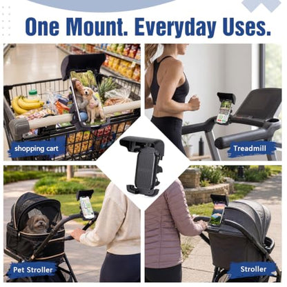 Knee Scooter Phone Holder with Sunshade, 360° Mount for Wheelchair & Walker