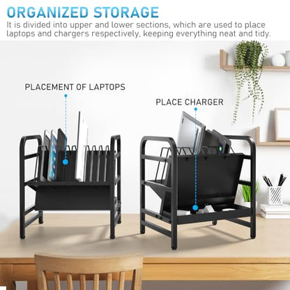 Moricher Chromebooks Charging Station 12-Slot Open Charging and Storage Rack with Leveling Feet for iPads, Tablets and Laptop Computers – Ideal for Classrooms, Offices, and Libraries