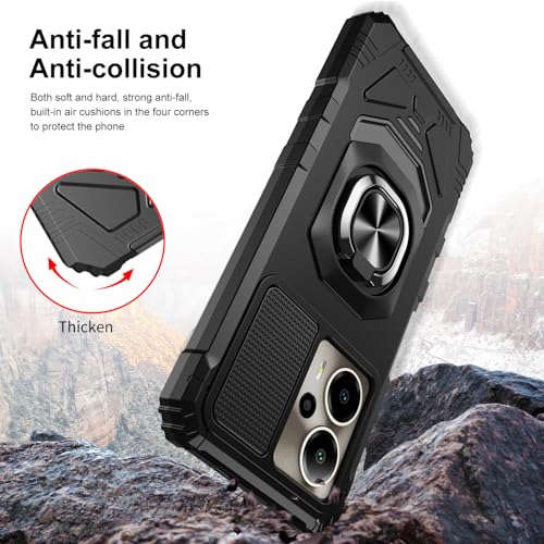 Phone Case for Cricket Outlast 5G/ATT Motivate Pro 5G with Screen Protector | AT&T Motivate Pro 5G Phone Case Magnetic Ring Stand Design,Dual Layer Shockproof Military Grade Protection Black