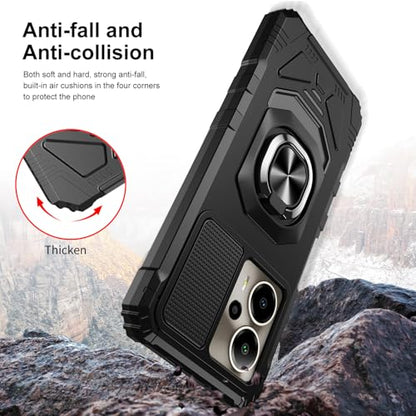 Phone Case for Cricket Outlast 5G/ATT Motivate Pro 5G with Screen Protector | AT&T Motivate Pro 5G Phone Case Magnetic Ring Stand Design,Dual Layer Shockproof Military Grade Protection Black
