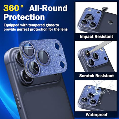 Camera Lens Protector for iPhone 17 Pro Max, Bling Glitter Women - color: Sparkly Blue