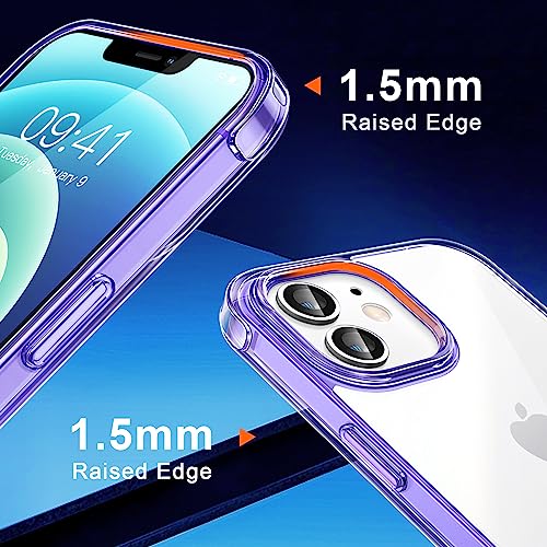 CANSHN Clear Shockproof for iPhone 12 Case/iPhone 12 Pro Case, Purple | Crystal Clear, Military-Grade Protection, Scratch Resistant, Anti-Slip, Slim Fit, Wireless Charging Compatible - color: Clear & Light Purple