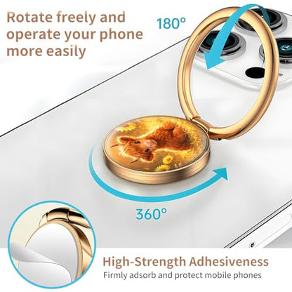 Cell Phone Ring Holder, Cute Metal Phone Grip Stand Finger Ring Kickstand, Flexible 360°Rotation Phone Tablet Case Accessories Compatible with Most Phones Cute Cow Calf - color: Cute Cow Calf
