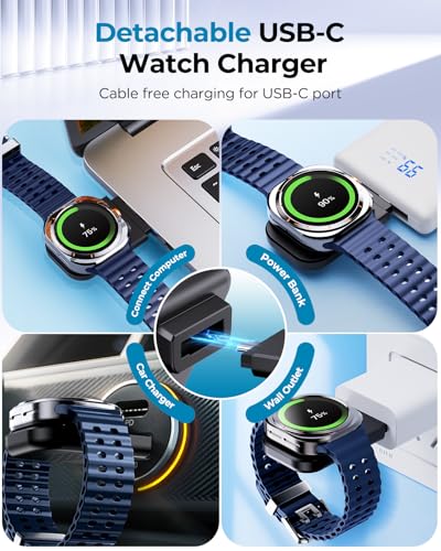 3 in 1 Wireless Charging Station for Galaxy S26 Ultra S25 S24, Z Fold Flip 7/6, Detachable Watch Charger for Galaxy Ultra 8/7/6, Foldable, Fast Charging, No Adapter - color: Samsung Black