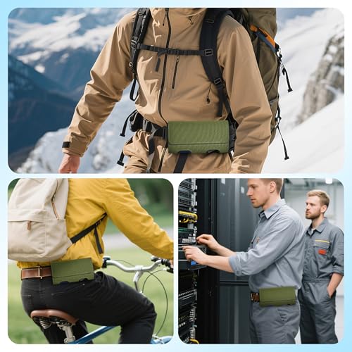 Mopaclle Nylon Phone Holster with Heavy Duty Metal Belt Clip and Card Holder, Compatible with iPhone 13/12 Mini, iPhone SE, iPhone 8/7/6S/6, and Galaxy S7/S6/S5 - Green - color: Nylon-Army green, size: S(5.8x3.0x0.5)