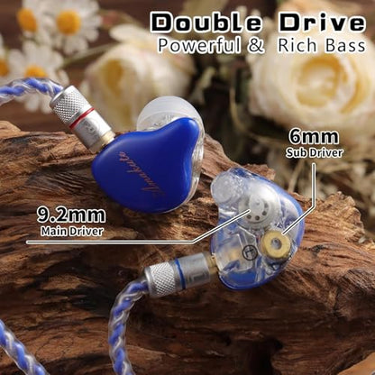 DEMAKE in-Ear Monitor with Detachable Silver-Plated,with mic - color: Blue Splicing, size: With Mic