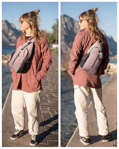 WATERFLY Crossbody Sling Backpack Sling Bag Travel Hiking Chest Bag Daypack | Small Hiking bag,Multi-compartment storage,Water-resistant,Breathable back pad,Reversible adjustable shoulder strap - color: Pink