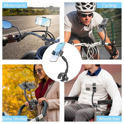 Metal Gooseneck Bike Phone Mount for Handlebar Fit 4.7-7" Smartphone