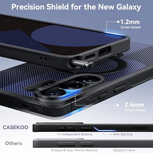 CASEKOO Geo Blue for 26U Case with 360 Spin Magnetic Stand, Fit for MagSafe | 360 Spin Magnetic Stand, Fit for MagSafe, 18FT MIL-STD Protection, Invisible Ring Holder Phone Case - color: Two-Tone Blue