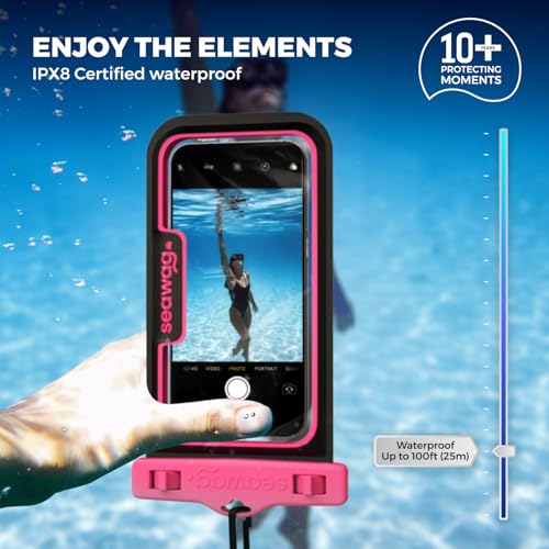 SEAWAG Next Waterproof Phone Pouch, IPX8 Dry Bag for iPhone 16 15 14 13 Pro Max & Samsung Galaxy S25 S24 — Underwater Case, Full Touchscreen, Lanyard, Beach Pool Snorkeling, 2 Pack Blue and Pink - color: 2Pack Blue+Pink
