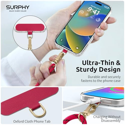 SURPHY Phone Lanyard Crossbody, Phone Strap Crossbody with 2 Tether Tabs - color: Christmas Red