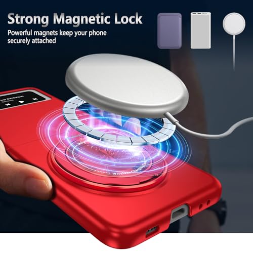 Magnetic Case for Samsung Galaxy Z Flip 3, [Compatible with MagSafe] Military Grade Shockproof Slim fit Samsung Z Flip 3 Phone Case with Magnetic Ring Kickstand, Red - color: Red, size: Samsung Galaxy Z Flip 3