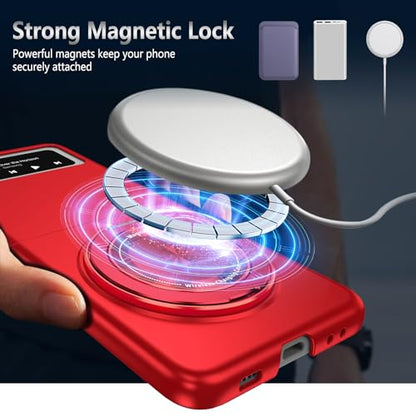 Magnetic Case for Samsung Galaxy Z Flip 3, [Compatible with MagSafe] Military Grade Shockproof Slim fit Samsung Z Flip 3 Phone Case with Magnetic Ring Kickstand, Red - color: Red, size: Samsung Galaxy Z Flip 3