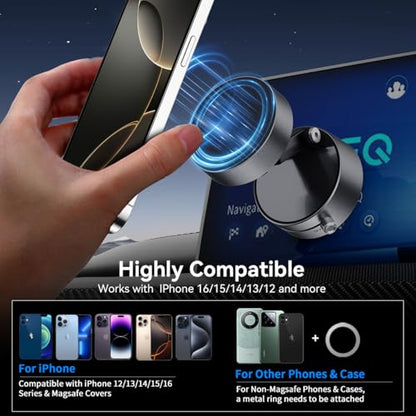 XO Simple is Beauty Upgrated Vacuum Suction Magnetic Phone Holder, Retractable Strong Suction Cup Magnetic Hands-Free Car Cellphone Mount Foldable Car Phone Stand for Car/Mirror/Gym(Not Charge Phone) - color: Space grey