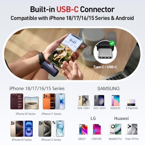 iWALK Portable Charger 5500mAh Next-Gen Small Power Bank 22.5W Fast Charging Battery USB-C Portable Phone Charger for iPhone 18/17/16/15 17 Plus 17 Pro Max iPad, Samsung Galaxy S25 S24 Android, Black - color: Black