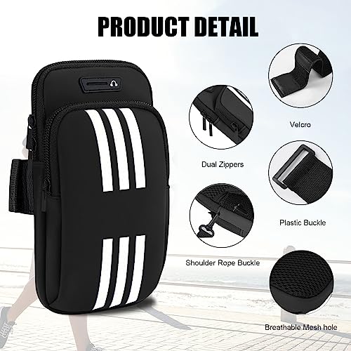 Phone Holder for Running Armband Cell Phone Purse Crossbody for Women Men Kids,iPhone 17 16 15 14 13 12 11 Pro Max Xs 16e Xr X 8 7 Plus Mini Pouch,Galaxy S26 S25 S24 Ultra Note Arm Bag Black - color: 01-Black with Crossbody Strap&Hook