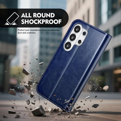 Compatible with Samsung Galaxy S25 Ultra Case Wallet with Card Holder [4 Card Slots] Kickstand [RFID Blocking] PU Leather Phone Case Flip Folio Protective Cover TPU Shockproof,Blue - color: Blue, size: Samsung Galaxy S25 Ultra