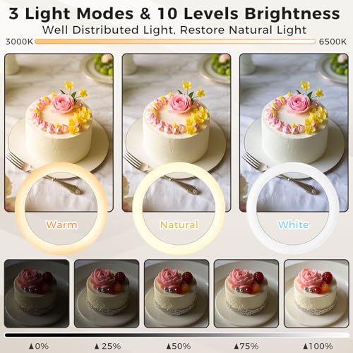 LULED 11" Desk Ring Light, Ring Light with Tripod Stand, Overhead Phone Mount for Video Recording & Tripod for Cooking, Live Streaming TikTok & YouTube, with Bluetooth Remote Compatible with iPhone