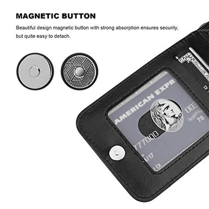 KIHUWEY for iPhone 11 Pro Max Wallet Case Card Holder Kickstand, Black | Credit Card Slots, PU Leather, Magnetic Clasp, Flip Heavy Duty Protection Cover for Men and Women - color: Black