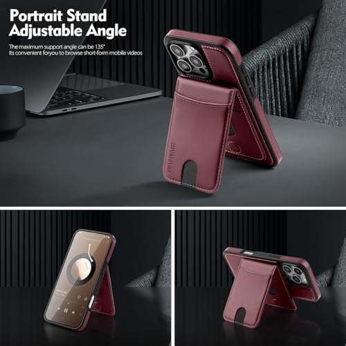 Shieldtop Compatible with MagSafe iPhone 16 Pro Wallet Case,Wine Red | 2 in 1 Detachable Magnetic,Credit Card Holder Slots,RFID Blocking,PU Leather,Kickstand,Flip Folio Phone Cover for Men & Women - color: Wine Red, size: iPhone 16 Pro 6.3"