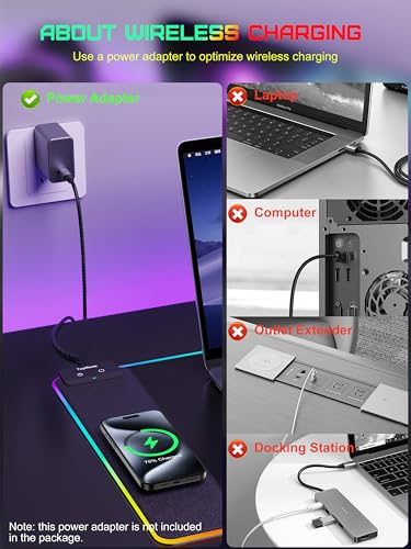Mouse Pad with Wireless Charging, 31.5" x 11.81"XL Large Desk Mat - color: RGB-31.5"x11.8"