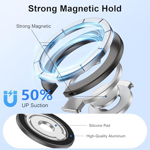Magnetic Phone Ring Holder for MagSafe, 360° Rotation Cell Phone Grip Stand - color: gray