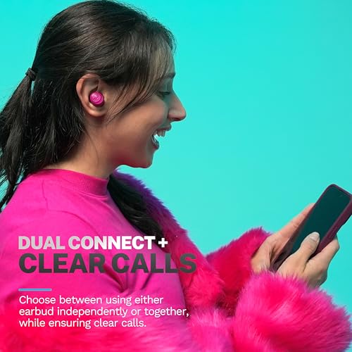 JLab Go Air Pop+ Earbuds, Dual Connect, EQ3 Sound, Dark Pink - color: Dark Pink, style: Matte