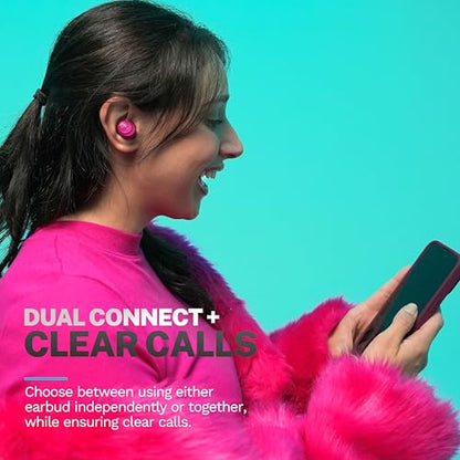 JLab Go Air Pop+ Earbuds, Dual Connect, EQ3 Sound, Dark Pink - color: Dark Pink, style: Matte